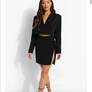Black suit skirt set